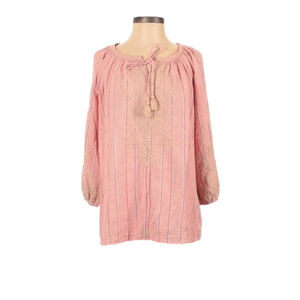 Johnny Was Small Embroidered floral pink long sleeve blouse